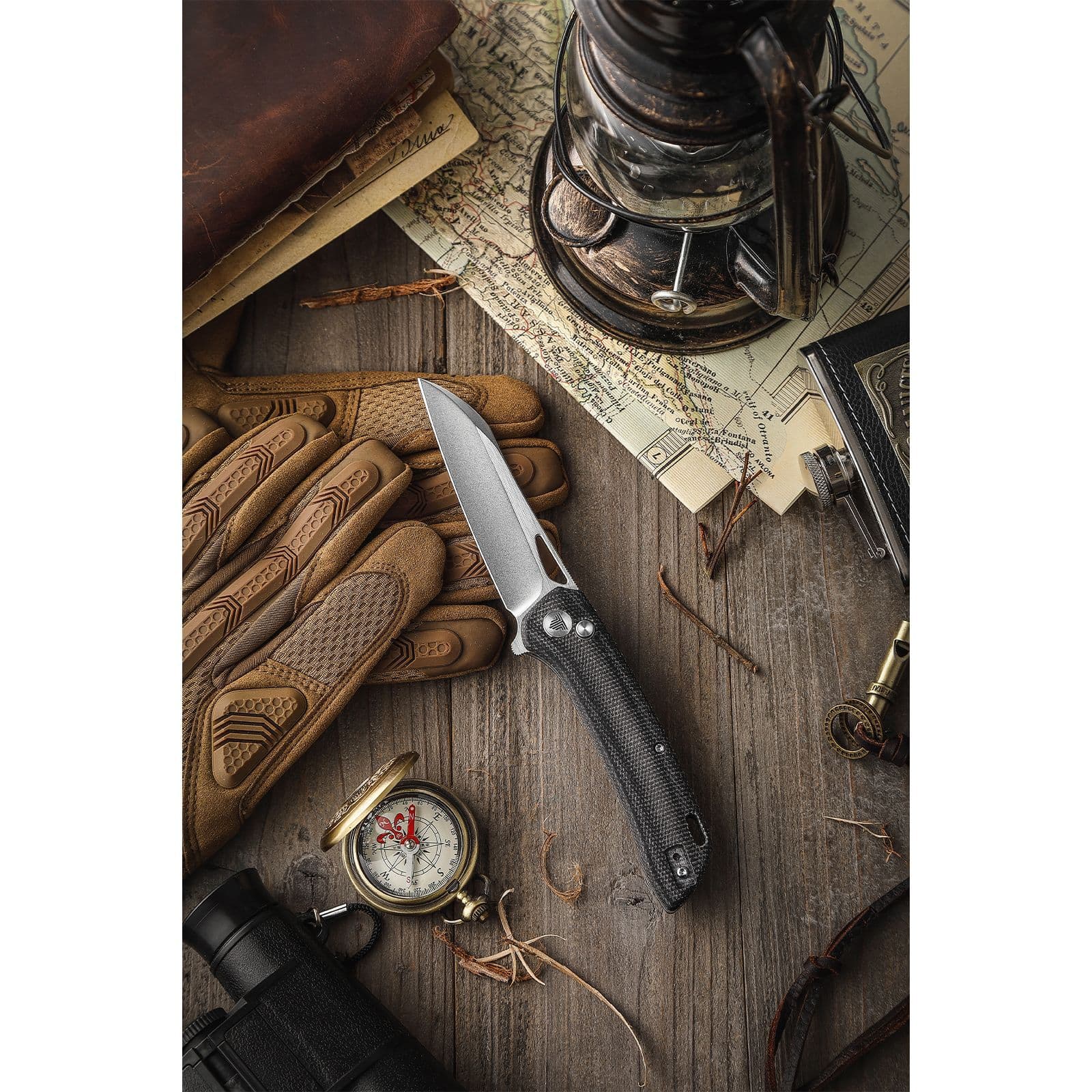 Складной туристический нож TRIVISA Aries-04B клинок 14C28N рукоять микарта (черный)