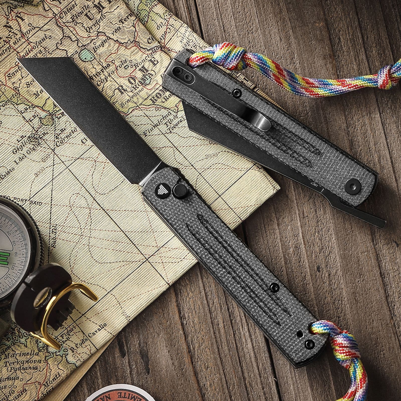 Складной туристический нож TRIVISA Hydra-04B Higonokami клинок 10Cr15CoMoV рукоять микарта (черный-черный)