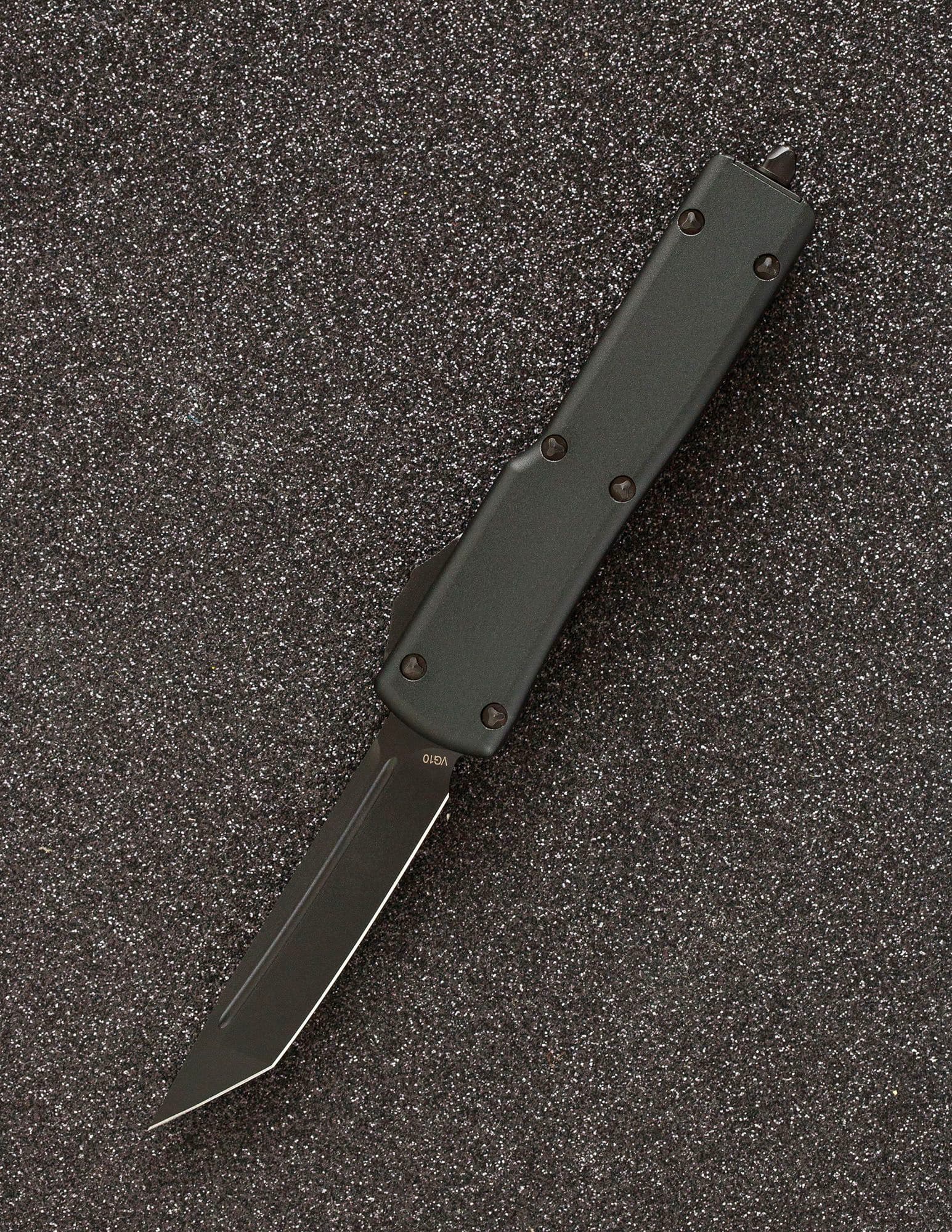 Автоматический складной нож SteelBro UTX-70 T/E Tanto Black 149-1BK (черный-черный) фронталка/выкидуха